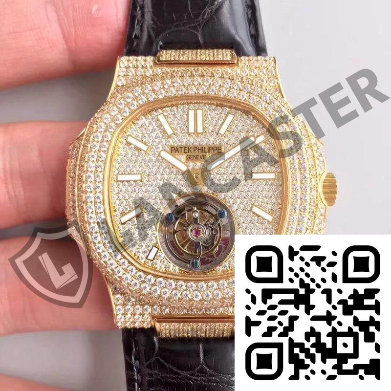 Patek Philippe Nautilus Jumbo Tourbillon Swiss Tourbillon Yellow Gold Diamond Dial