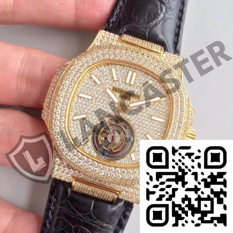 Patek Philippe Nautilus Jumbo Tourbillon Swiss Tourbillon Yellow Gold Diamond Dial - Image 3