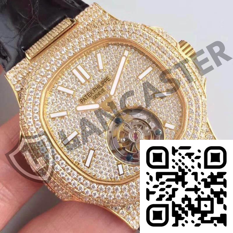 Patek Philippe Nautilus Jumbo Tourbillon Swiss Tourbillon Yellow Gold Diamond Dial - Image 4