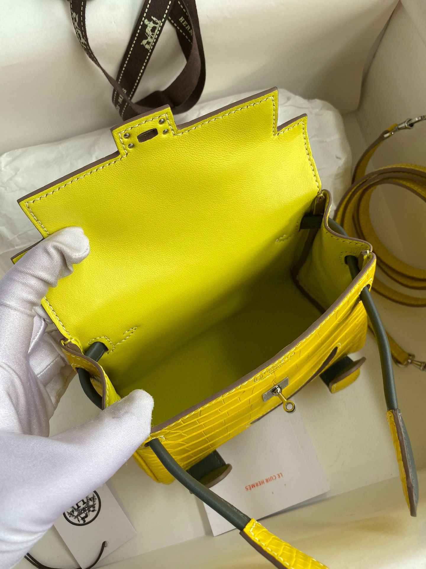 Hermes Kelly Doll Bag in Jaune Ambre Matte Alligator Leather - Image 9